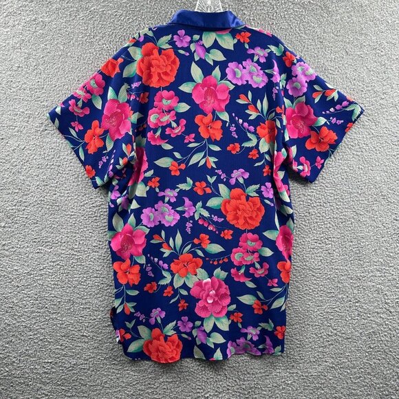 Victorias Secret Womens‎ Pajama Top Small Blue Floral Button Front Gold Label - Picture 2 of 9